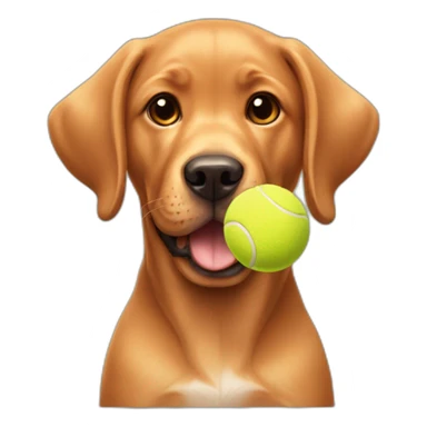 Puppy Red labrador holding a tennis ball on his mouth sticker