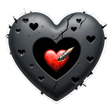Black heart with a bullet hole sticker