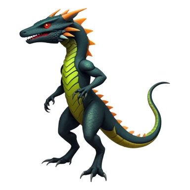 futuristic lush warm-colored neon-colored Fakémon-Trico-Nargacuga-Salandit-creature (full body) sticker
