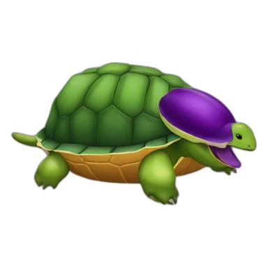 aubergine sur une tortue avec une tete de mangue sticker