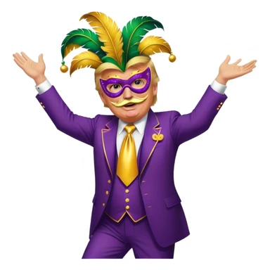 Donald trump dancing at Mardi Gras with a moustache  sticker