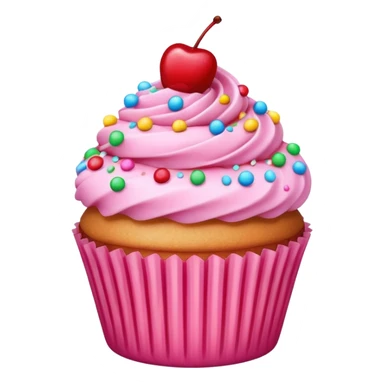 pink cupcake with cherry and sprinkle on top  sticker