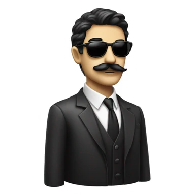 solo dark haired sunglasses mustachioed gentleman in monochrome sticker