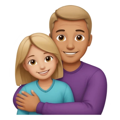 A father hugging his daughter smiling sticker