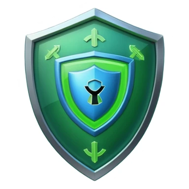generate full blue cyber shield with different  green computer symbols  sticker