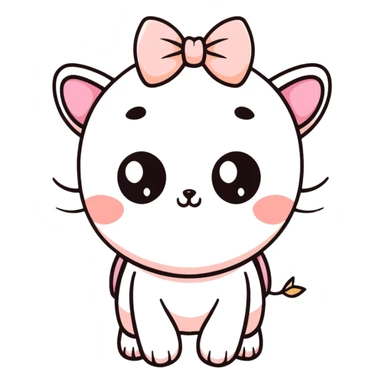 super kawaii bow with blush and big eyes sticker
