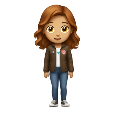 Redish-brown haired girl making the peace sign sticker