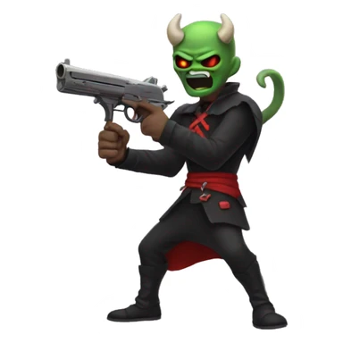 Demon emoji holding duel wielded guns sticker