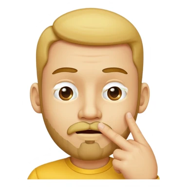 yellow thinking face emoji with finger on chin and a goatee sticker