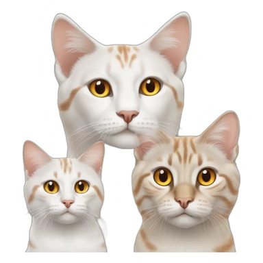 three cats, 1 lynx point blue eyes, 2 orange and white yellow eyes, 3 all orange orange eyes sticker