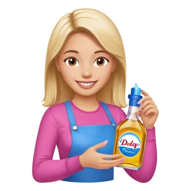 bottle of oil blue top pink outside with logo that says Diddy Party oil Johnson and Johnson  brand with a smiling girl berry on top sticker