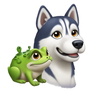 Husky with frog sticker