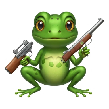 Make a frog holding a gun sticker