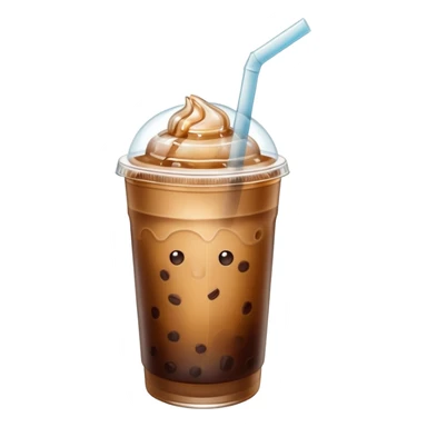Iced coffee with a straw, brown and cute sticker