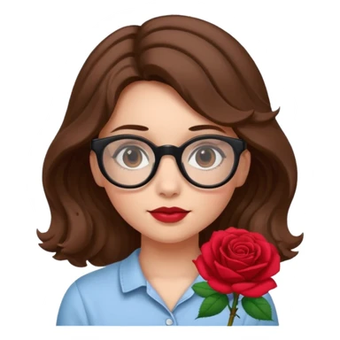 Una ragazza con capelli castani mossi e indossi occhiali neri e con una piccola rosa in testa sticker