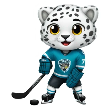 snow leopard as a hockey player sticker