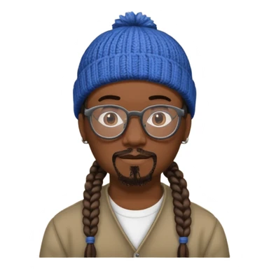 man with braids glasses beanie and goatee sticker