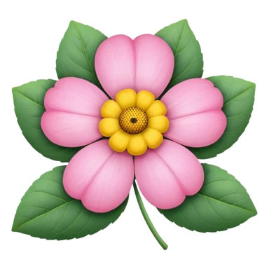 pink flower chalk with round leaves, yellow middle sticker