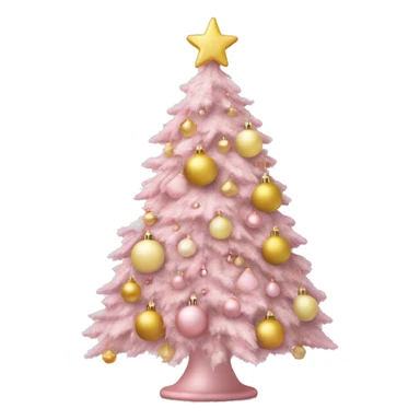 pastel pink christmas tree with pastel pink and pastel yellow ornaments，more details sticker