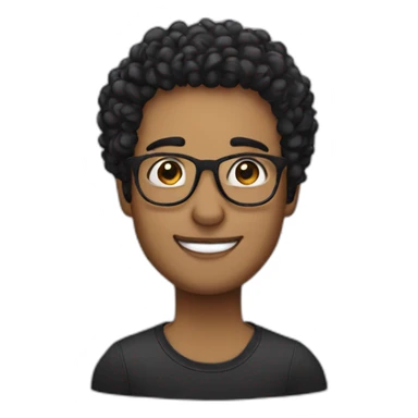 haker with glasses and black curly hair sticker