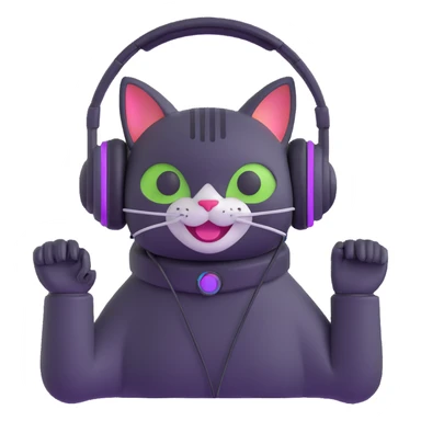 smiling cybercat wearing headphones sticker