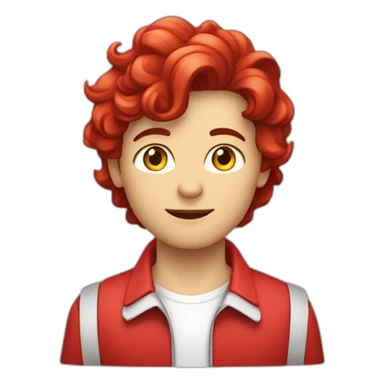 Un garçon au cheveux rouge d'un côté et blanc de l'autre qui a une brûlure du côté des cheveux rouge sticker