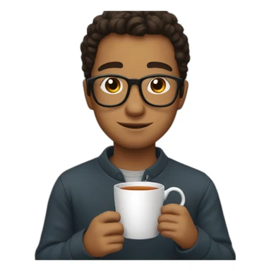 a young man in glasses drinking tea sticker