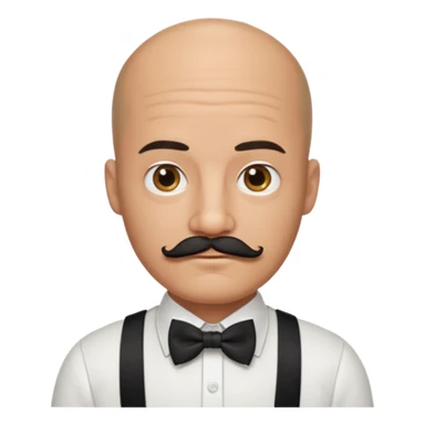 Bald guy with thick black mustache & bow tie sticker