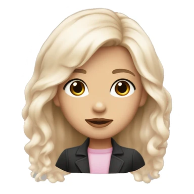 A girl with smart face with white coloure skin a small lack eyes and small lips lite pink cloured and skinny face and long plan hair black coured sticker