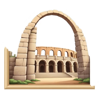 Cinematic Realistic Pula Arena Landmark Emoji, presenting the grand Roman amphitheater with towering stone arches. sticker