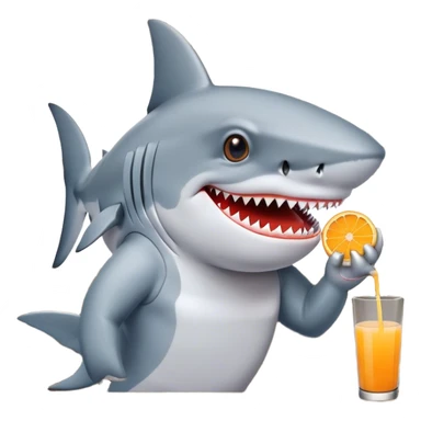 Shark holding orange juice at a bar sticker