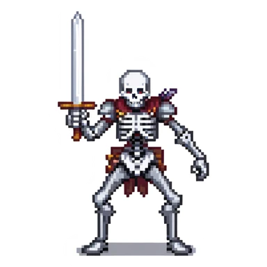 skeleton with a sword, action pose sticker