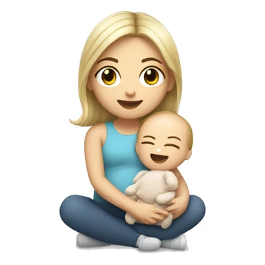 little white girl with baby son plushy sticker
