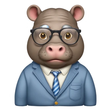hippo with clothes and wearing glasses sticker