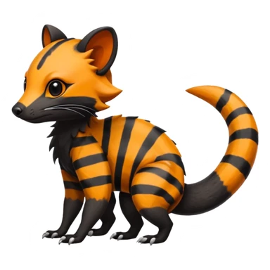 Rare gloomy warm-colored exotic cute epic aesthetic colorful Salandit-Civet-species-Fakemon-hybrid-creature, with markings, full body sticker