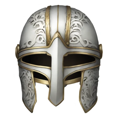 ornate full-face closed armet helmet intricate white inlays sticker