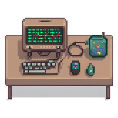 pixel art polygraph machine, compact and recognizable sticker