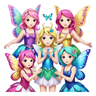 (1 Rainbow Glitter Magical Girl With Butterfly Wings), (1 Hot Pink Magical Girl With Butterfly Wings)(3 Sun Magical Girl With Butterfly Wings)(1 Moon Magical Girl With Butterfly Wings)(1 Aurora Borealis Magical Girl With Butterfly Wings)(1 Galaxy Magical Girl With Butterfly Wings) sticker