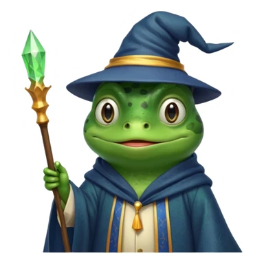 A smart frog in a hat and robes holds a pointer and with a smart face points out the mistake sticker