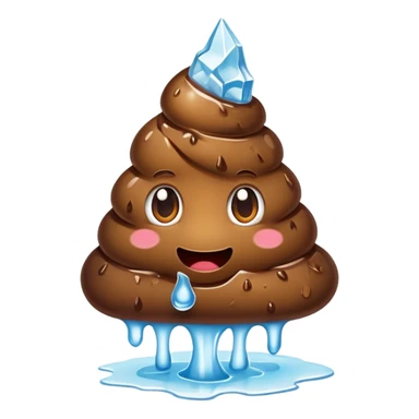 A poo holding ice sticker