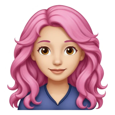 A light-skinned woman with long wavy pink hair, brown eyes, and a gentle smile. sticker