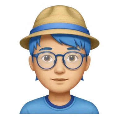 chinese man blue haired and hat and glassess sticker
