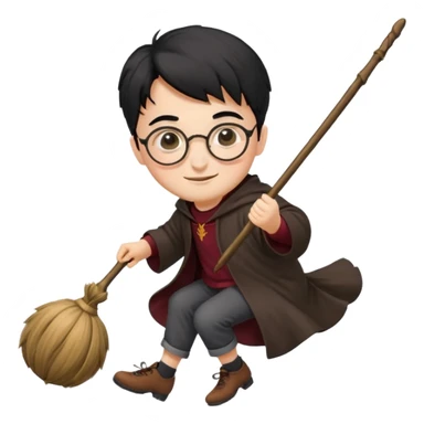 Harry potter riding on a broomstick sticker