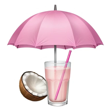 coconut drink with light pink umbrella sticker