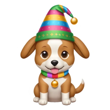 Dog in new yaer hat wrapped paper new yaer  sticker