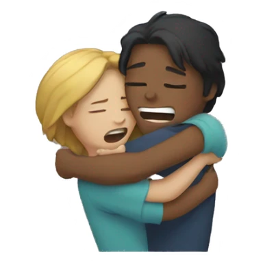 Friends hugging and crying sticker