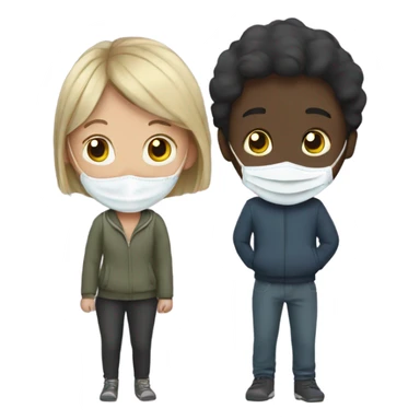boy and girl with masks sticker