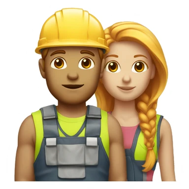 Construction worker man red hair and female blonde sticker