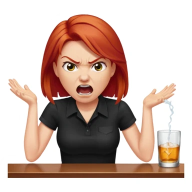 A raid haired woman yelling at a bartender sticker