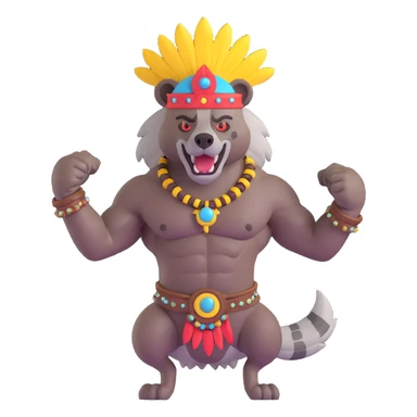 A native strong buff hyena with war bonnet flexing posing full body  sticker